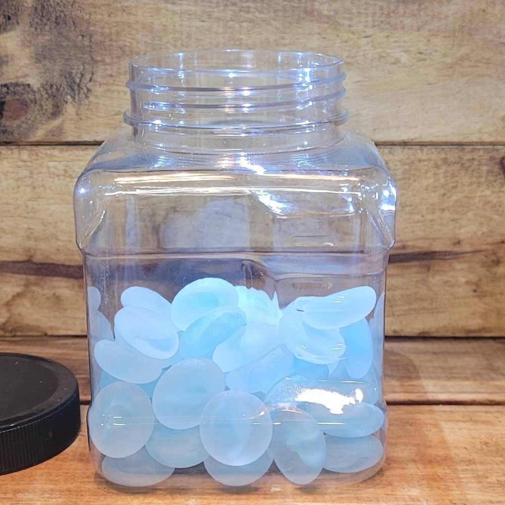 Light Blue White Frosted 60 Glass Cabochons